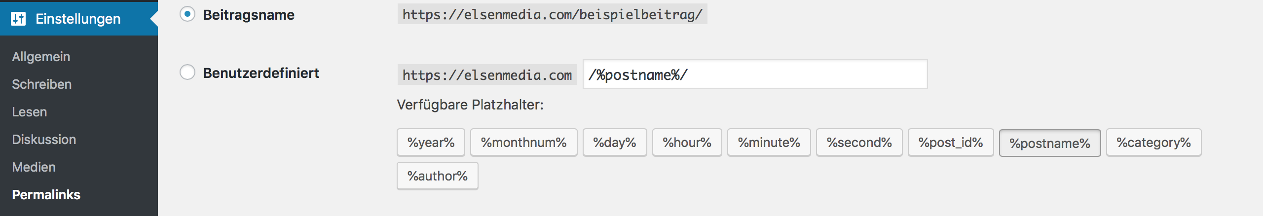 Permalink-Einstellungen in WordPress verändern