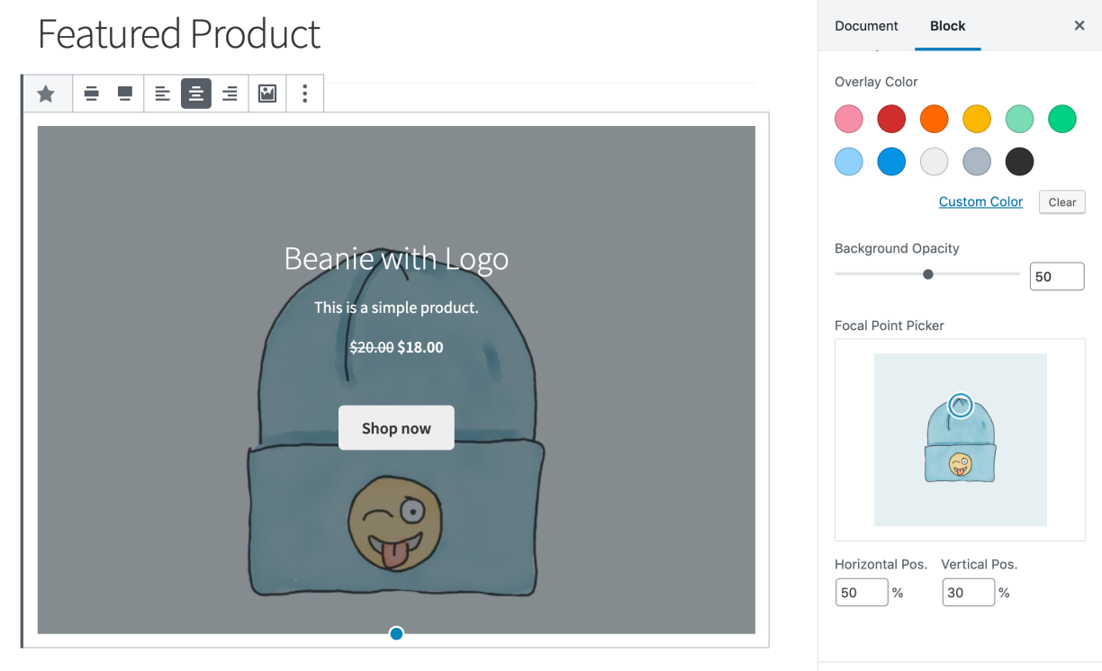 Focal Point Picker in WooCommerce 3.7 (Quelle: WooCommerce.com)