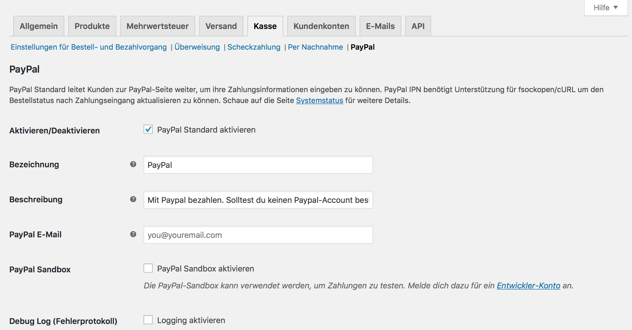 PayPal Integration unter WooCommerce