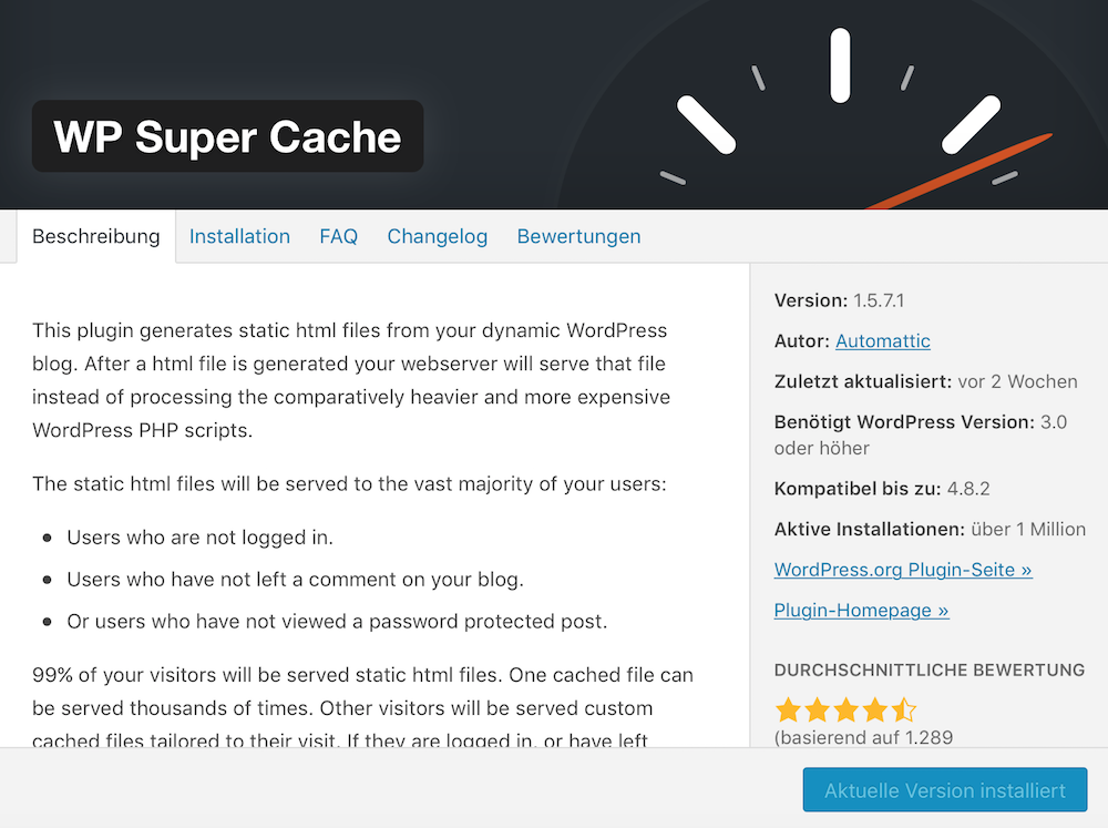 WordPress Performance mit WP Super Cache verbessern