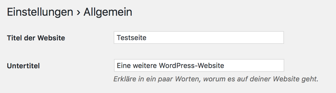 WordPress richtig nutzen durch Änderung des Standard-Slogans "eine weitere WordPress-Webseite"