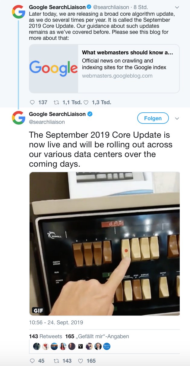 Google Broad Core Search Algorithmus Update Twitter