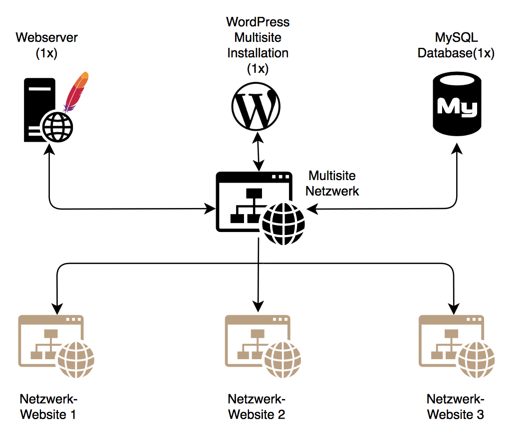 WordPress Multisite Netzwerk Funktion als Grafik