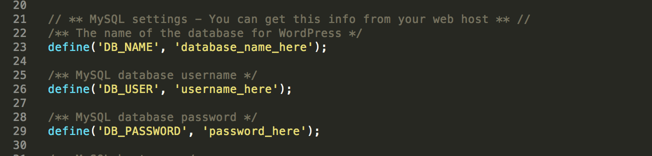wp-config-sample.php für WordPress Installation bearbeiten