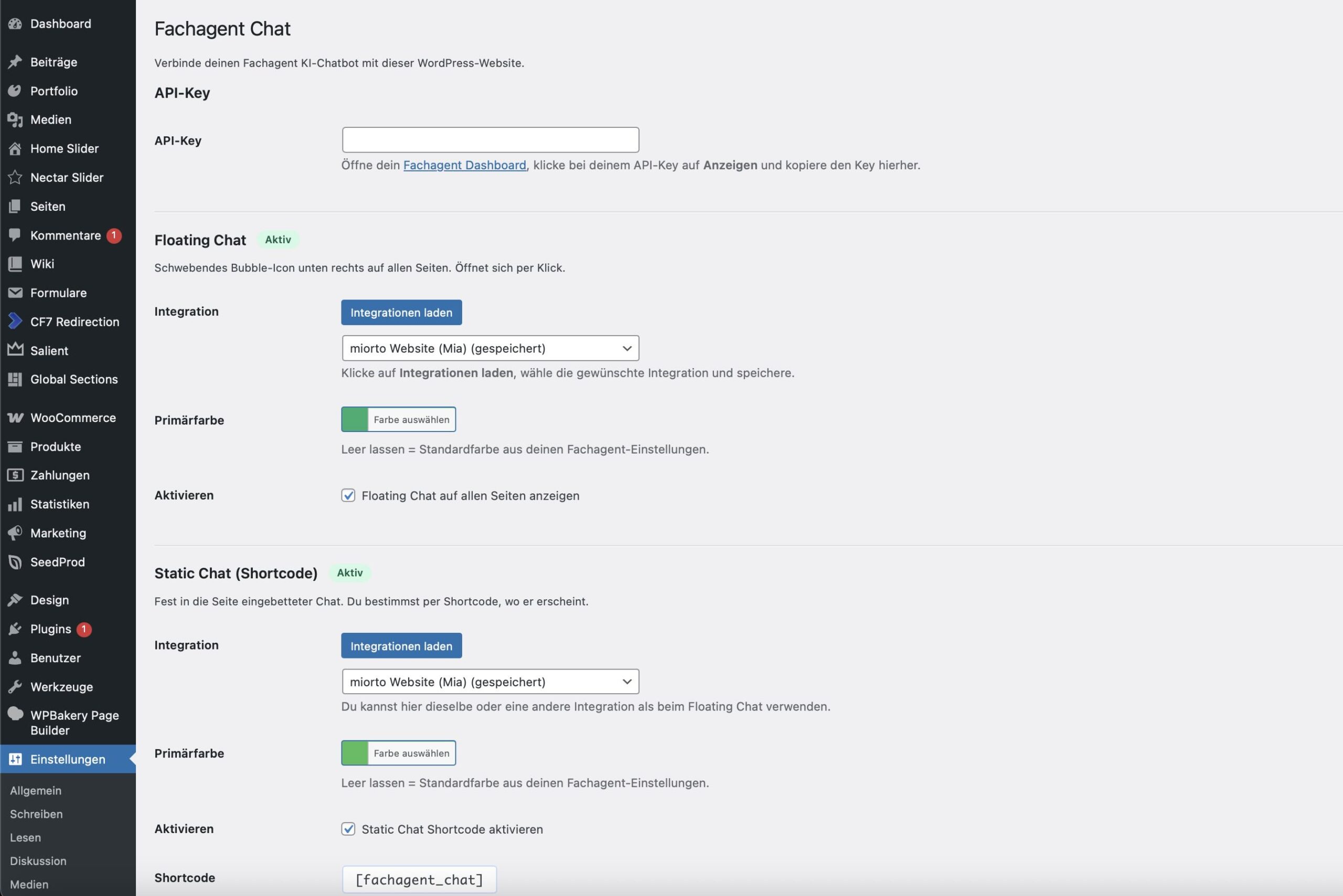 Das offizielle WordPress Plugin von Fachagent macht die Integration des KI-Chatbots für WordPress kinderleicht